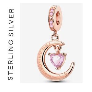 🌟 14K Rose Gold Love You To The Moon and Back Dangle Charm